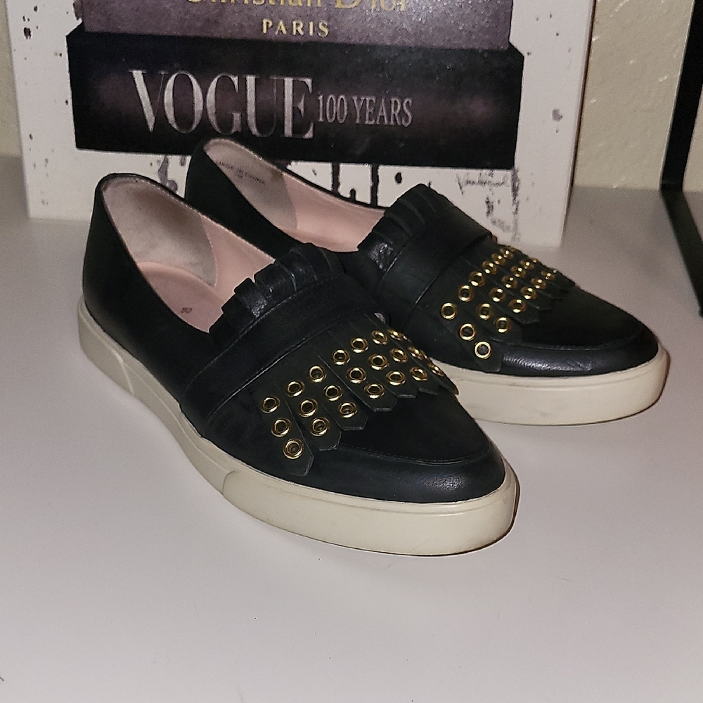 Kate Spade Black and Gold Studded Sneaker Loafers